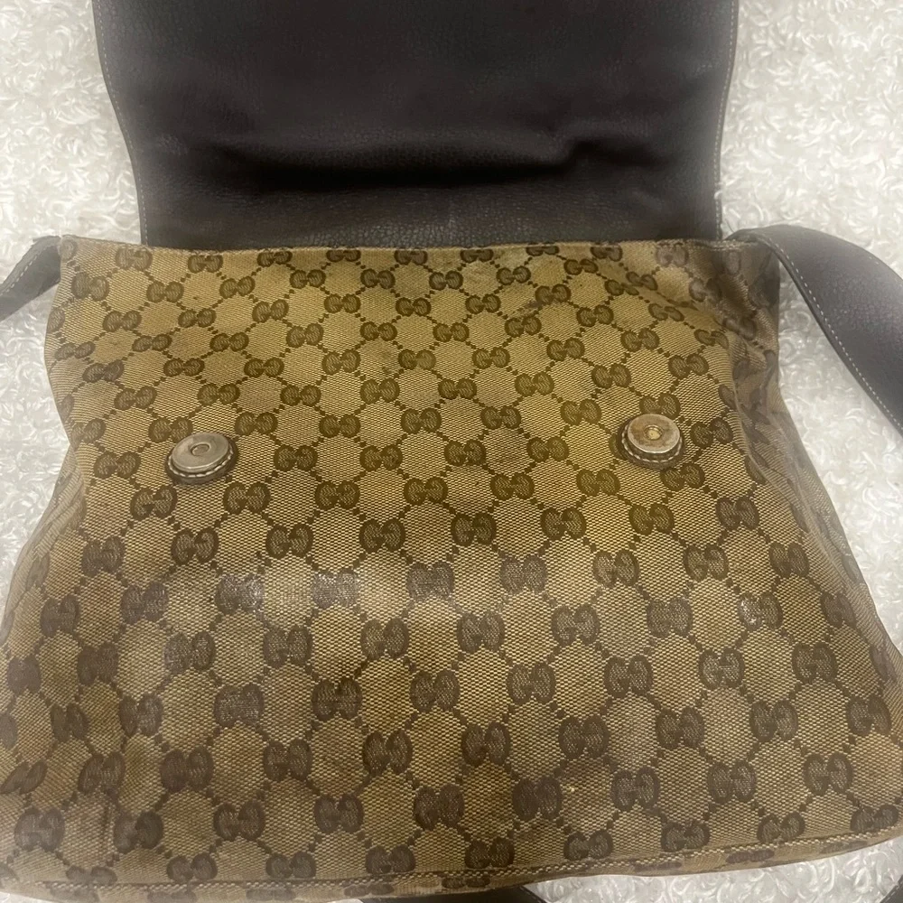 GUCCI Crystal Monogram Flap Messenger Bag Beige